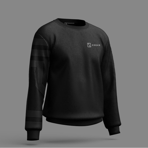 Свитшот чёрный, оверсайз - паттерн на рукавах